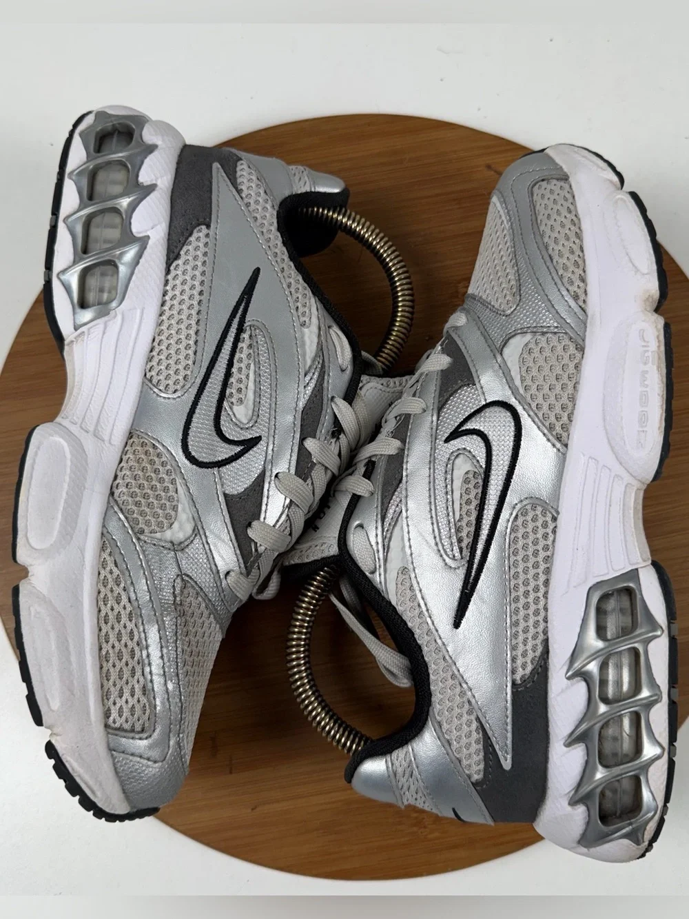 Nike Zoom Air Fire Silver Metallic Mesh Athletic Sneakers - Picture 6 of 10